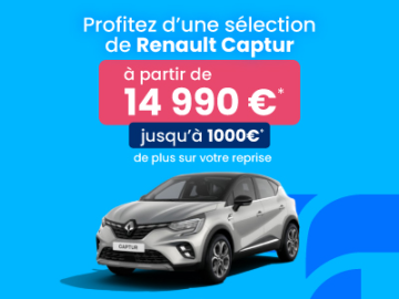 Offre Renault Captur Occasion dès 14 990€ + jusqu’à 1 000€ sur votre reprise
